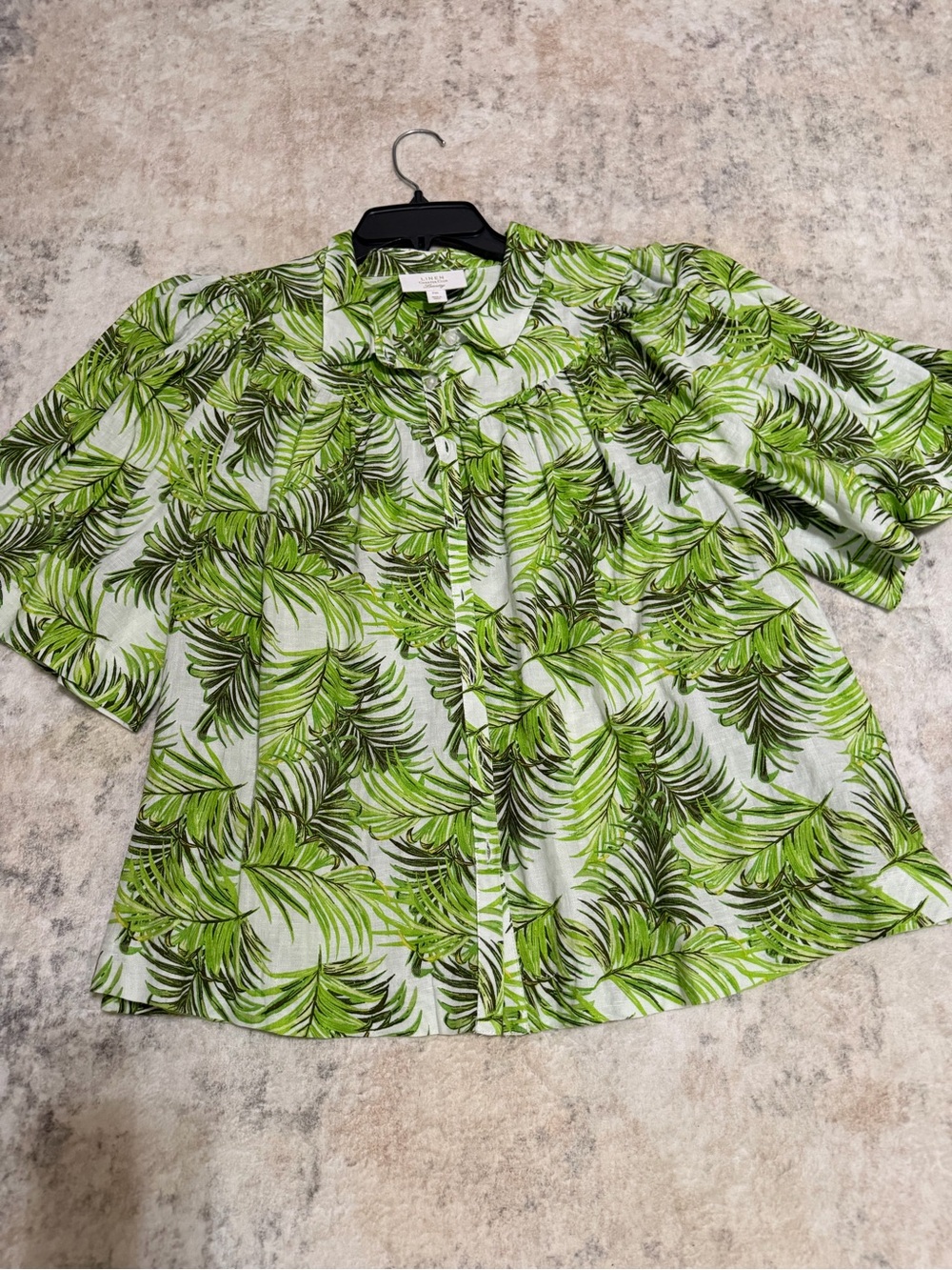 Charter Club Green Palm-Print Button-Down Shirt